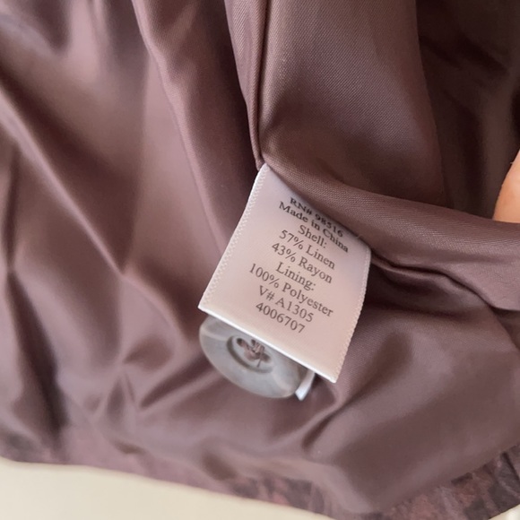 Dusty Plum Linen Blend Abstract Print Boyfriend Blazer EUC - Picture 5 of 16